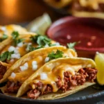 Crispy birria tacos with melted cheese and consomé