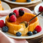 What is the secret to crème brûlée? A rich, creamy custard with a crisp caramelized sugar top in a white ramekin