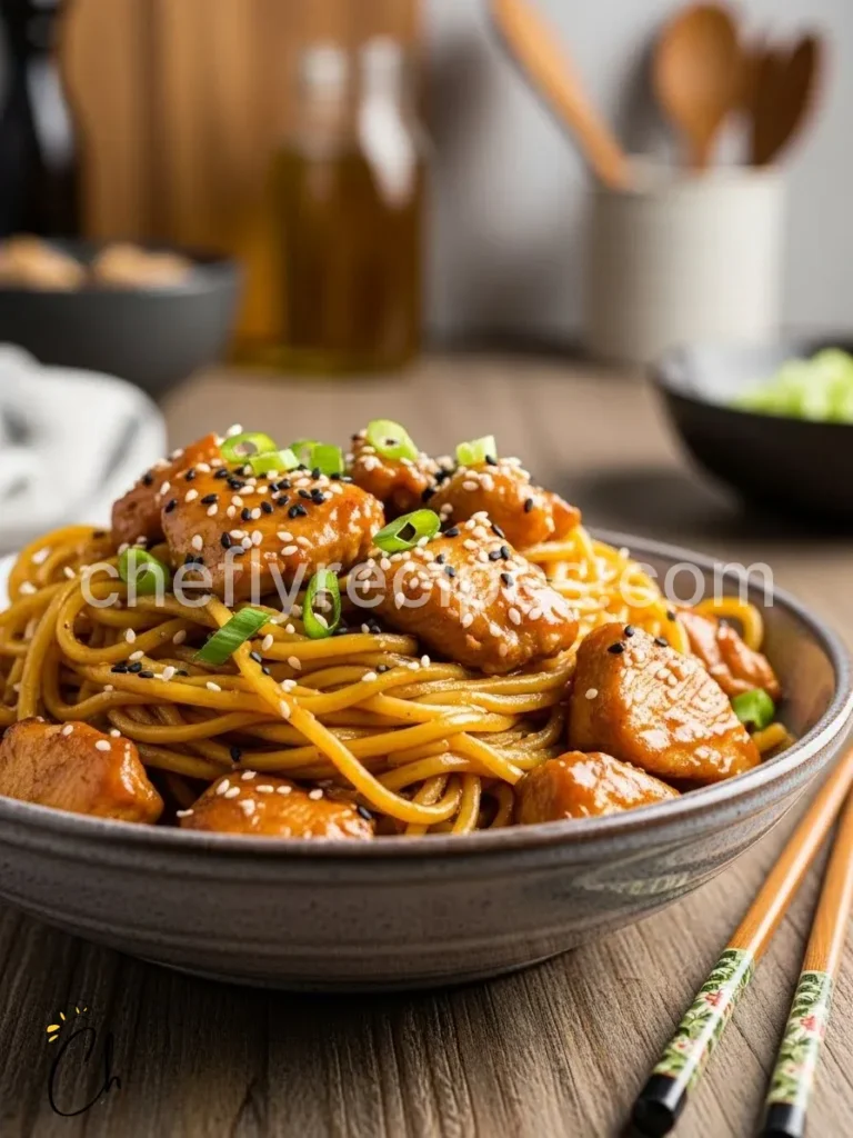 Sticky Garlic Chicken Noodles