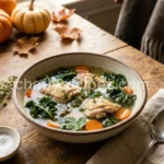 Chicken thigh soup with vegetables and herb broth