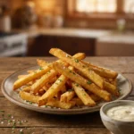 Crispy oven baked French fries using the cornstarch method