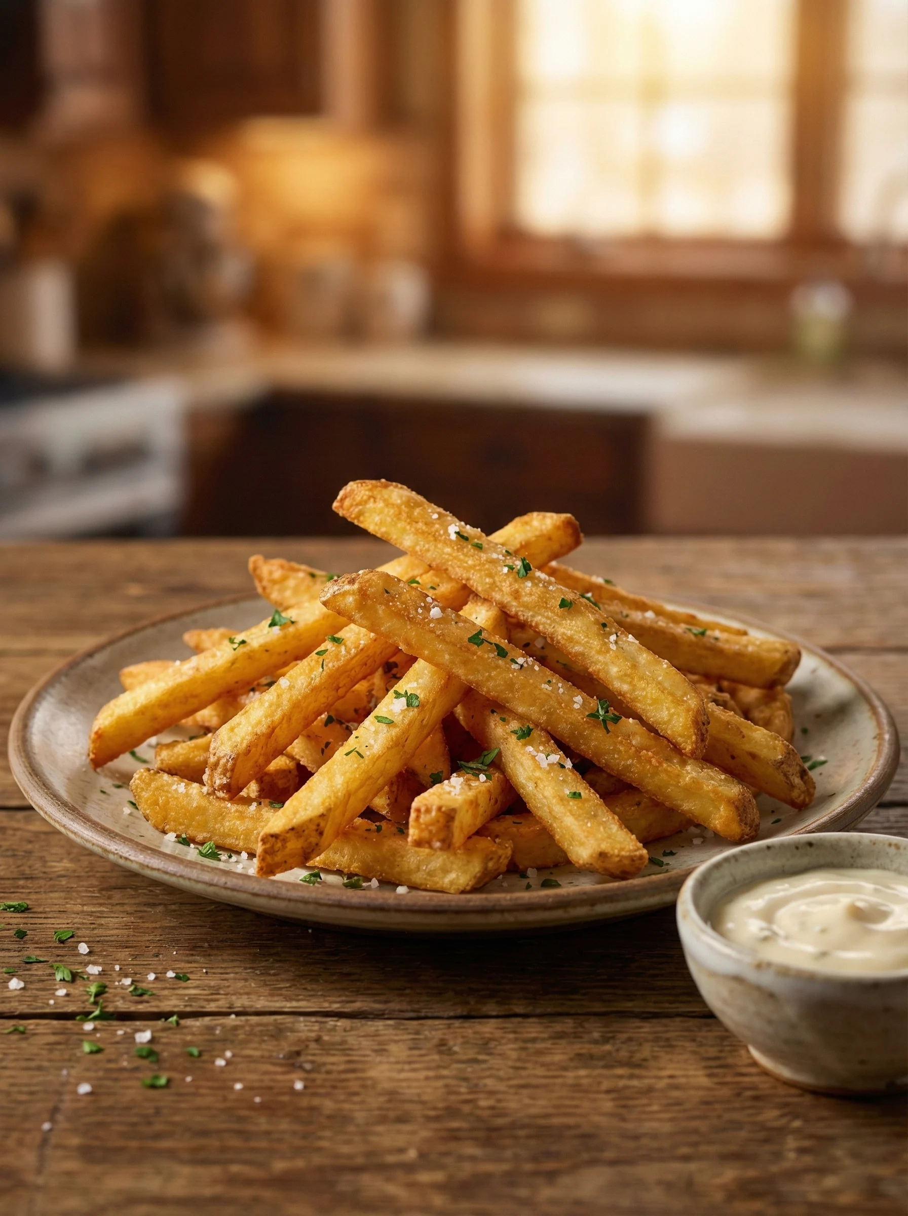 Crispy oven baked French fries using the cornstarch method
