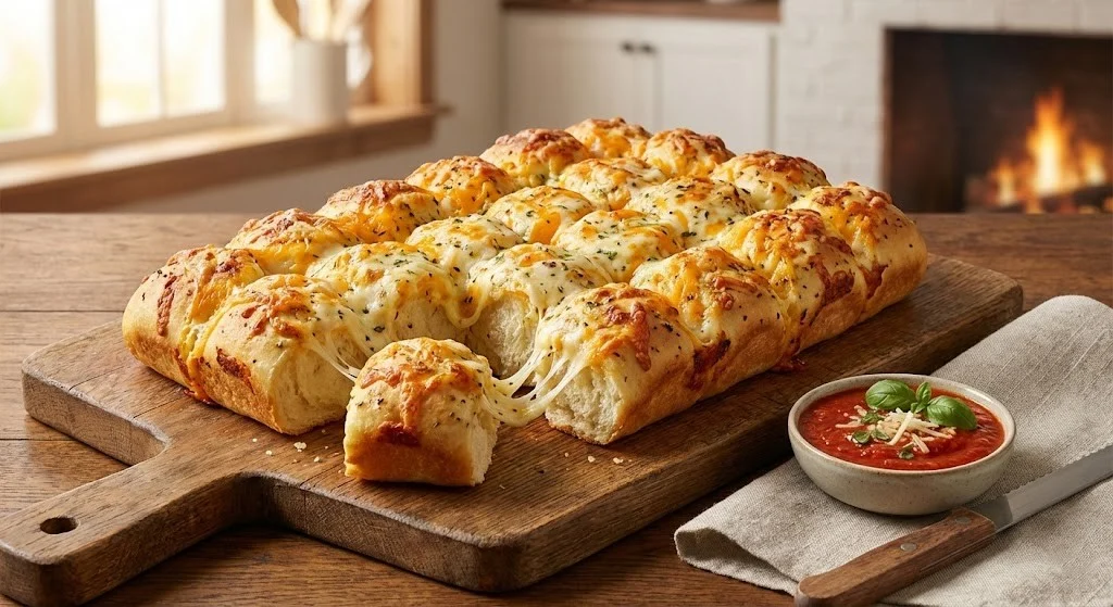 Pull apart garlic cheese bread with marinara dipping sauce