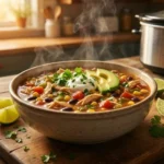 Crock pot chicken tortilla soup with rotisserie chicken