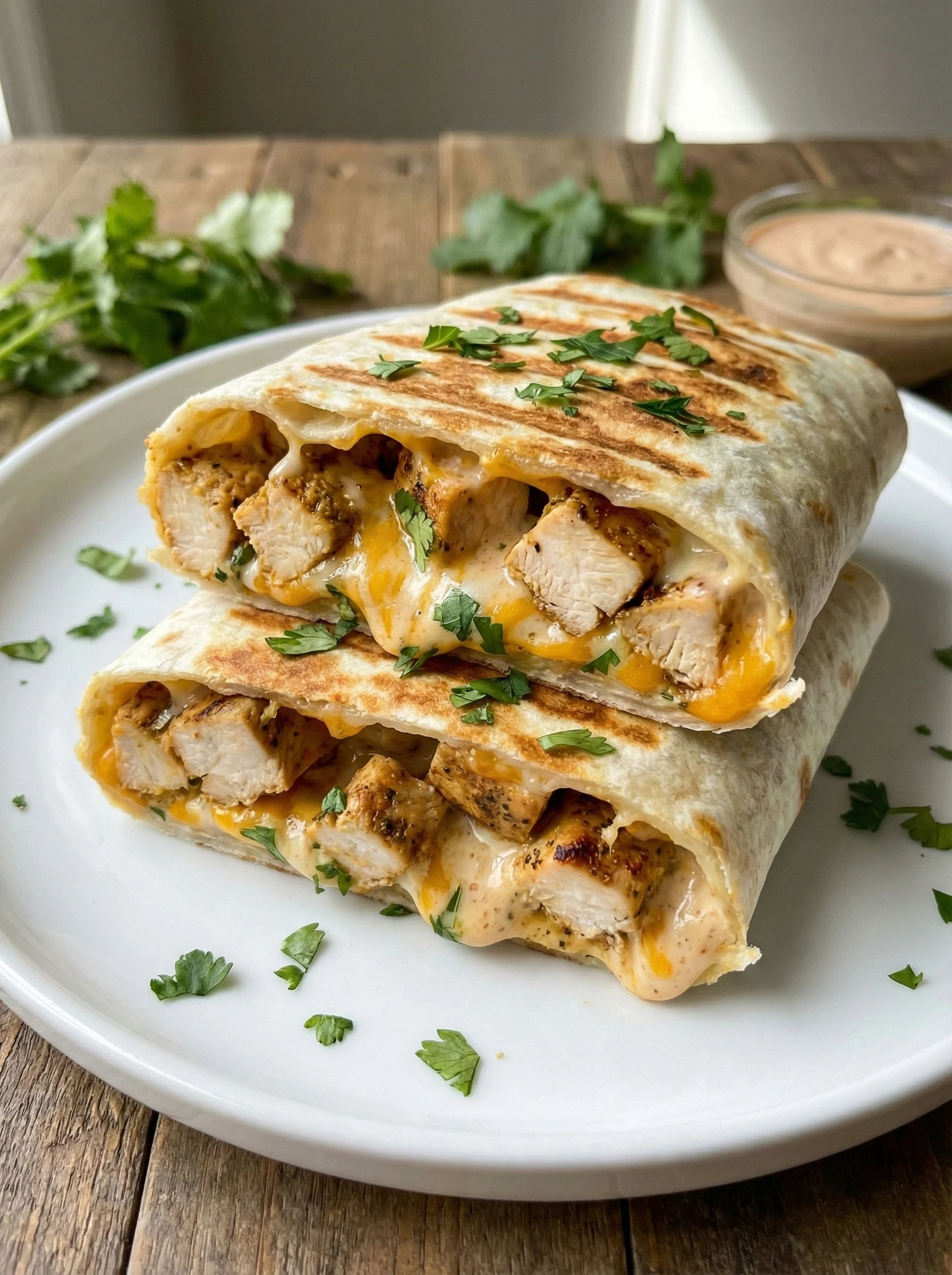 Low Carb Cheesy Garlic Chicken Wraps