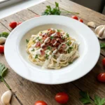 Chicken bacon ranch pasta made with turkey bacon