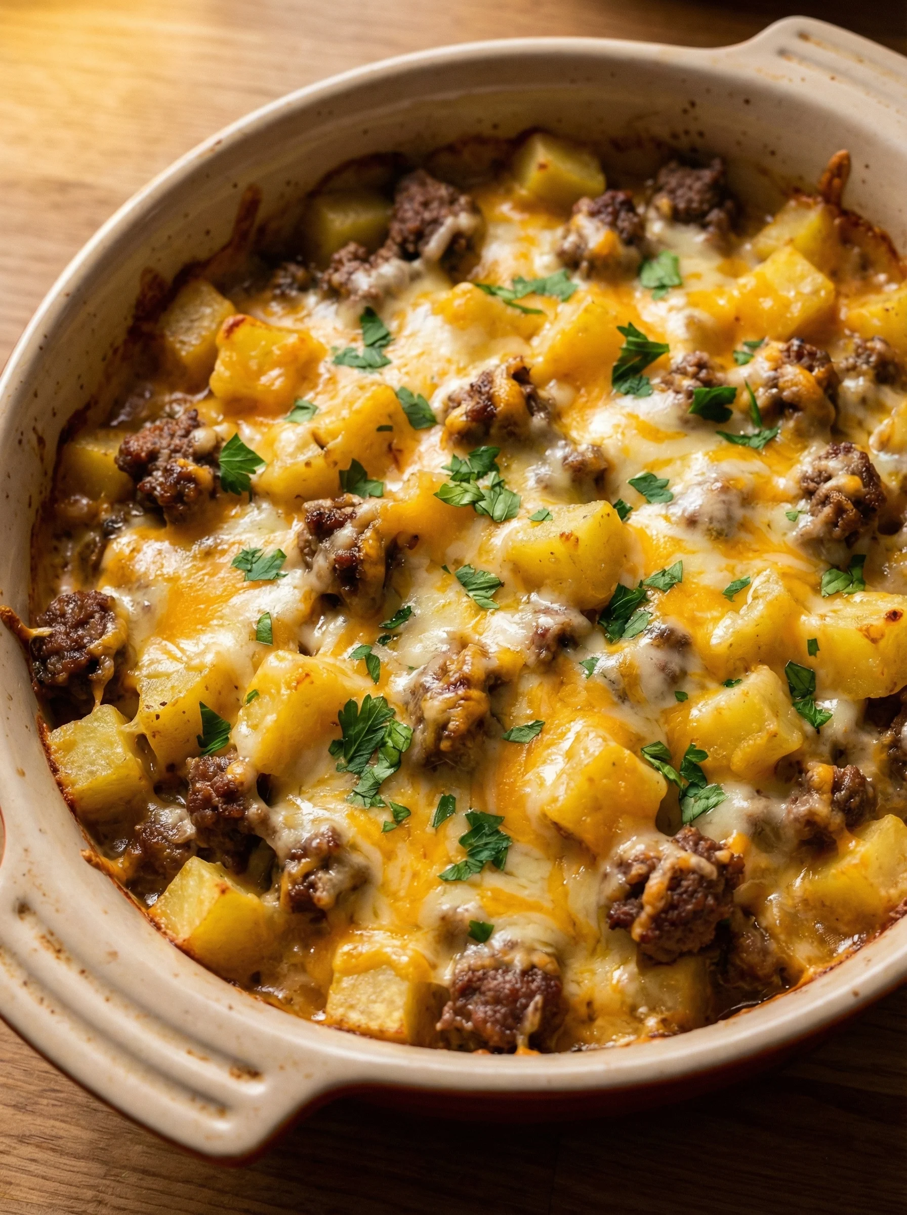 Cheesy Ground Beef and Potato Casserole