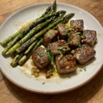 Garlic Butter Steak Bites and Asparagus