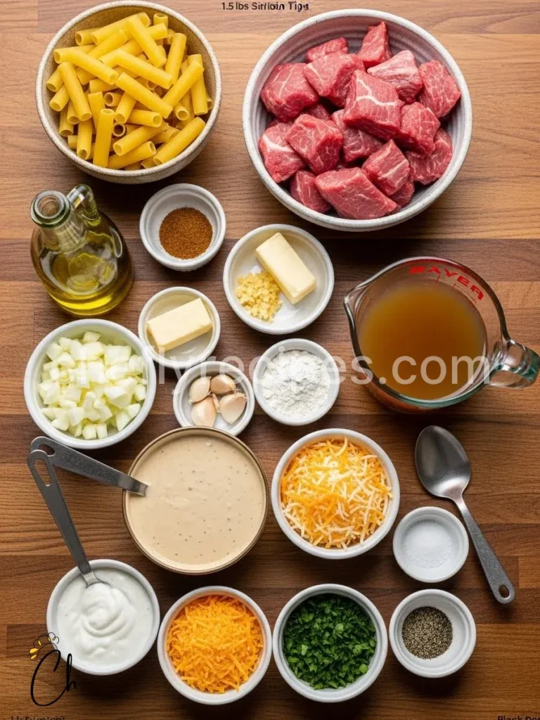 Cajun Steak Tips in Cheesy Rigatoni