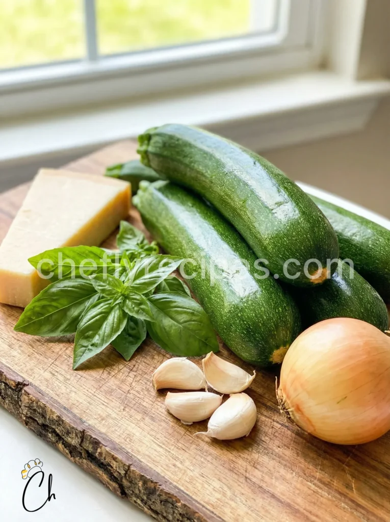 Creamy zucchini soup with parmesan and basil