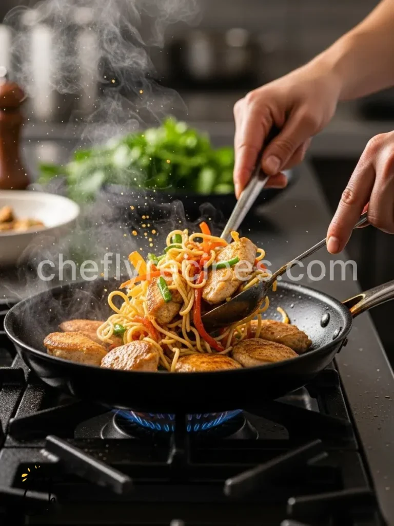 Sticky Garlic Chicken Noodles