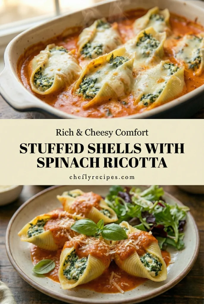 Stuffed shells with spinach ricotta and creamy marinara
