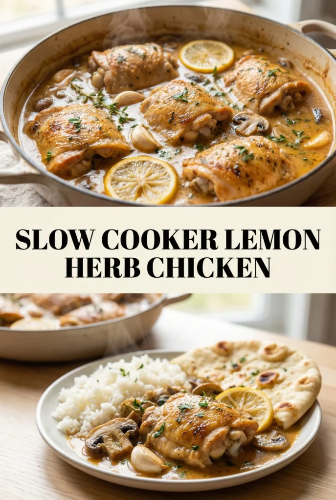 Delicious Slow Cooker Lemon Herb Chicken and Rice Delight