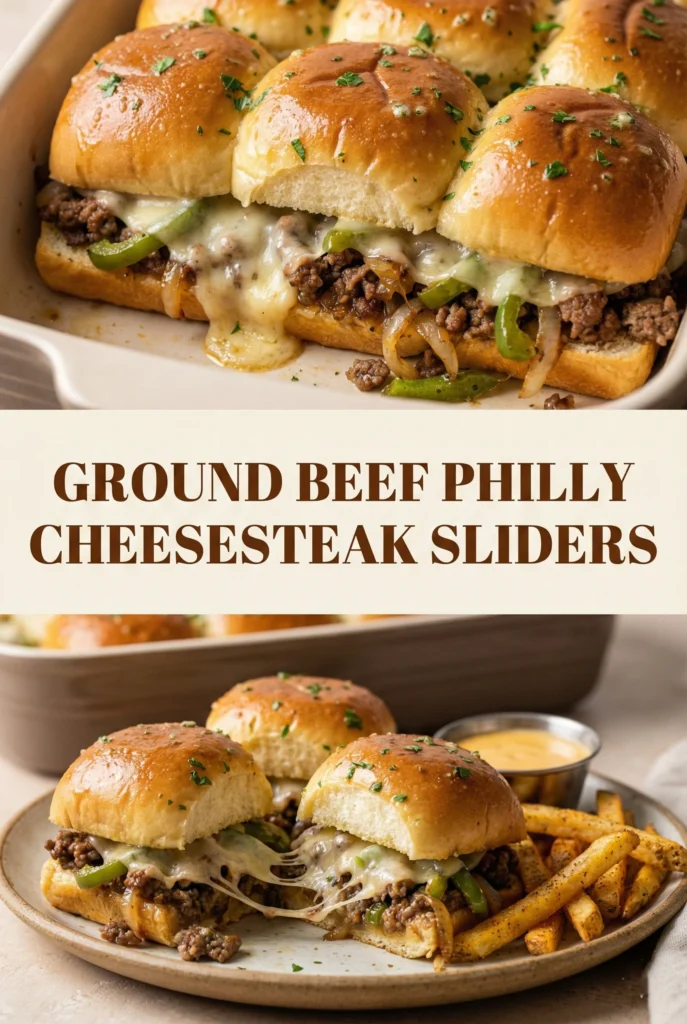 Ground Beef Philly Cheesesteak Sliders