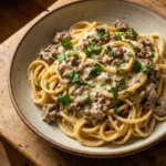 High-Protein Creamy Beef Pasta