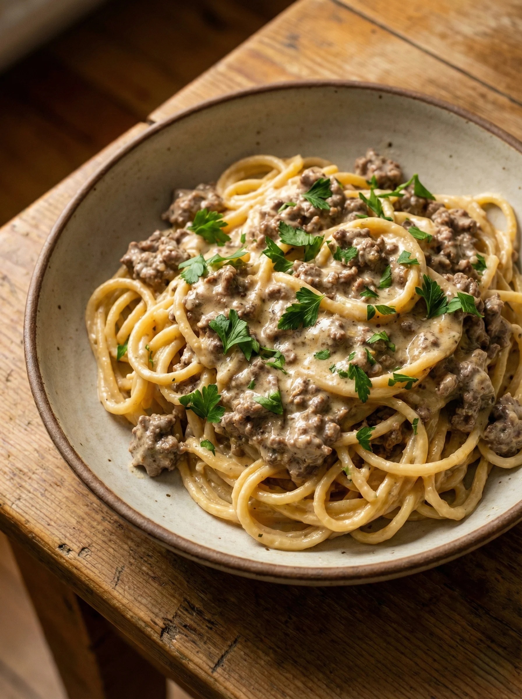 High-Protein Creamy Beef Pasta