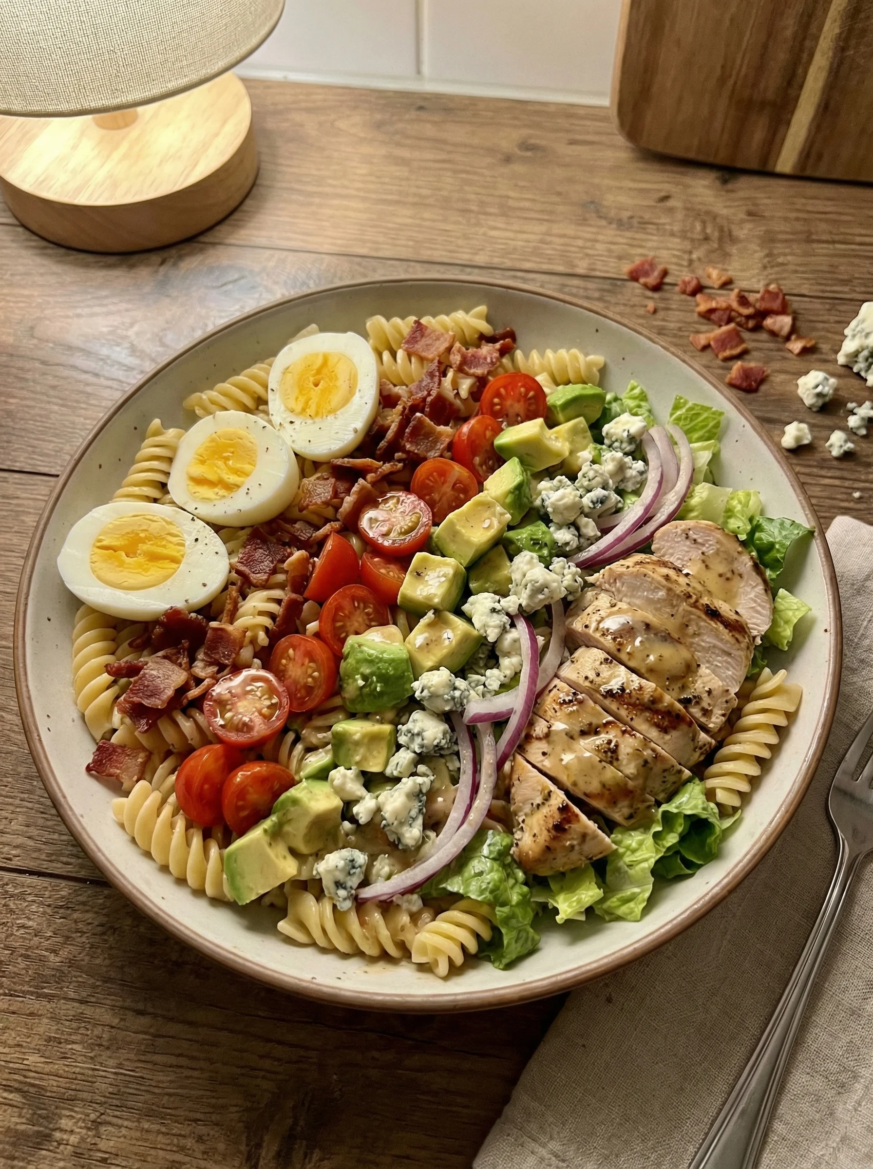 High-Protein Chicken Cobb Pasta Salad
