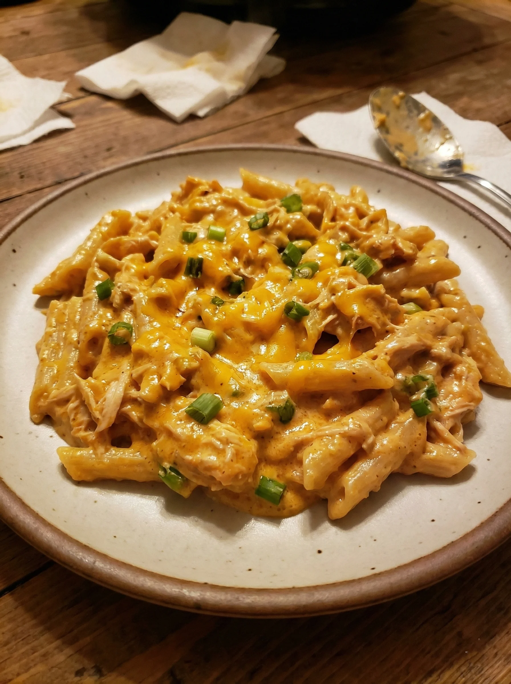 Crockpot Buffalo Chicken Dip Pasta