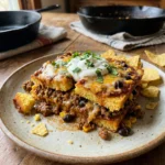 Taco Lasagna with Cornbread Noodles