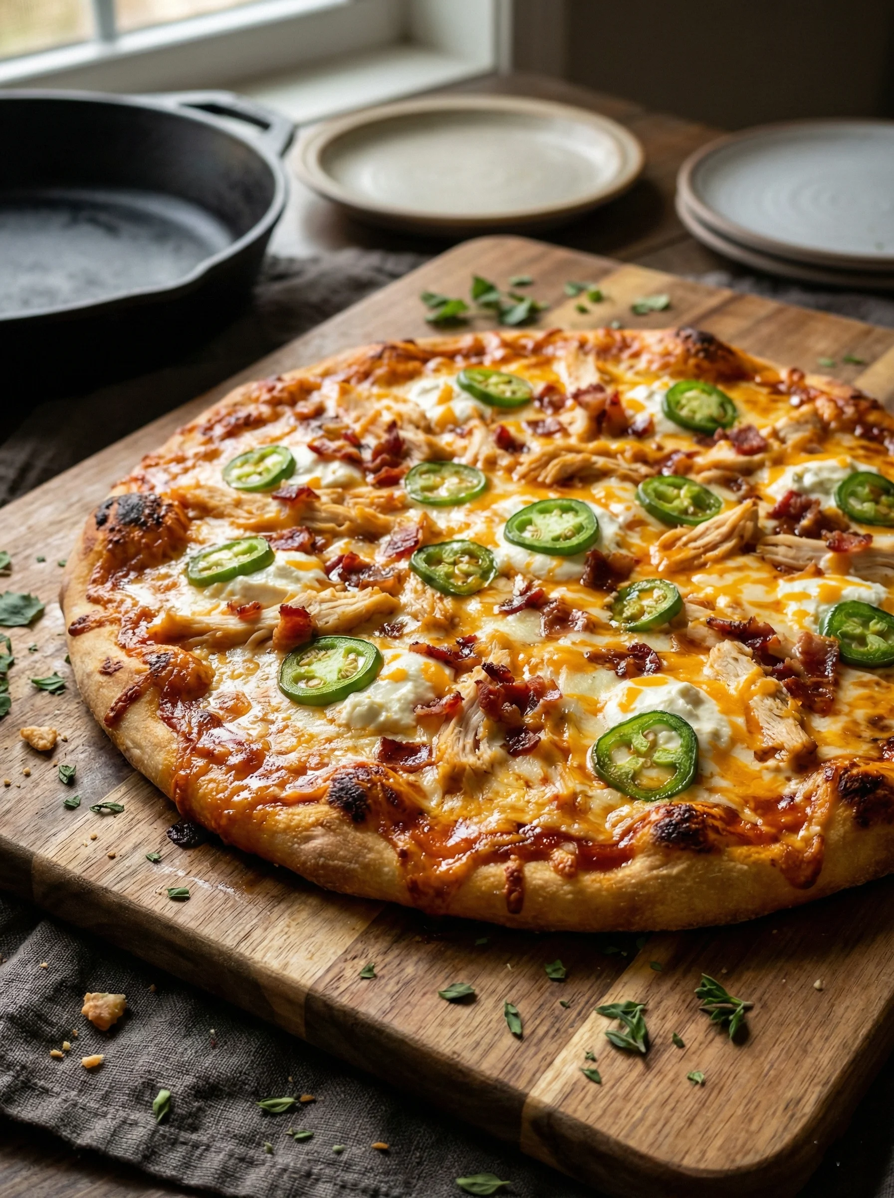 Buffalo Chicken Jalapeño Popper Pizza