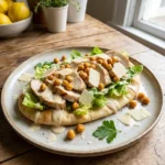 Chicken Caesar Flatbread with Crispy Chickpeas