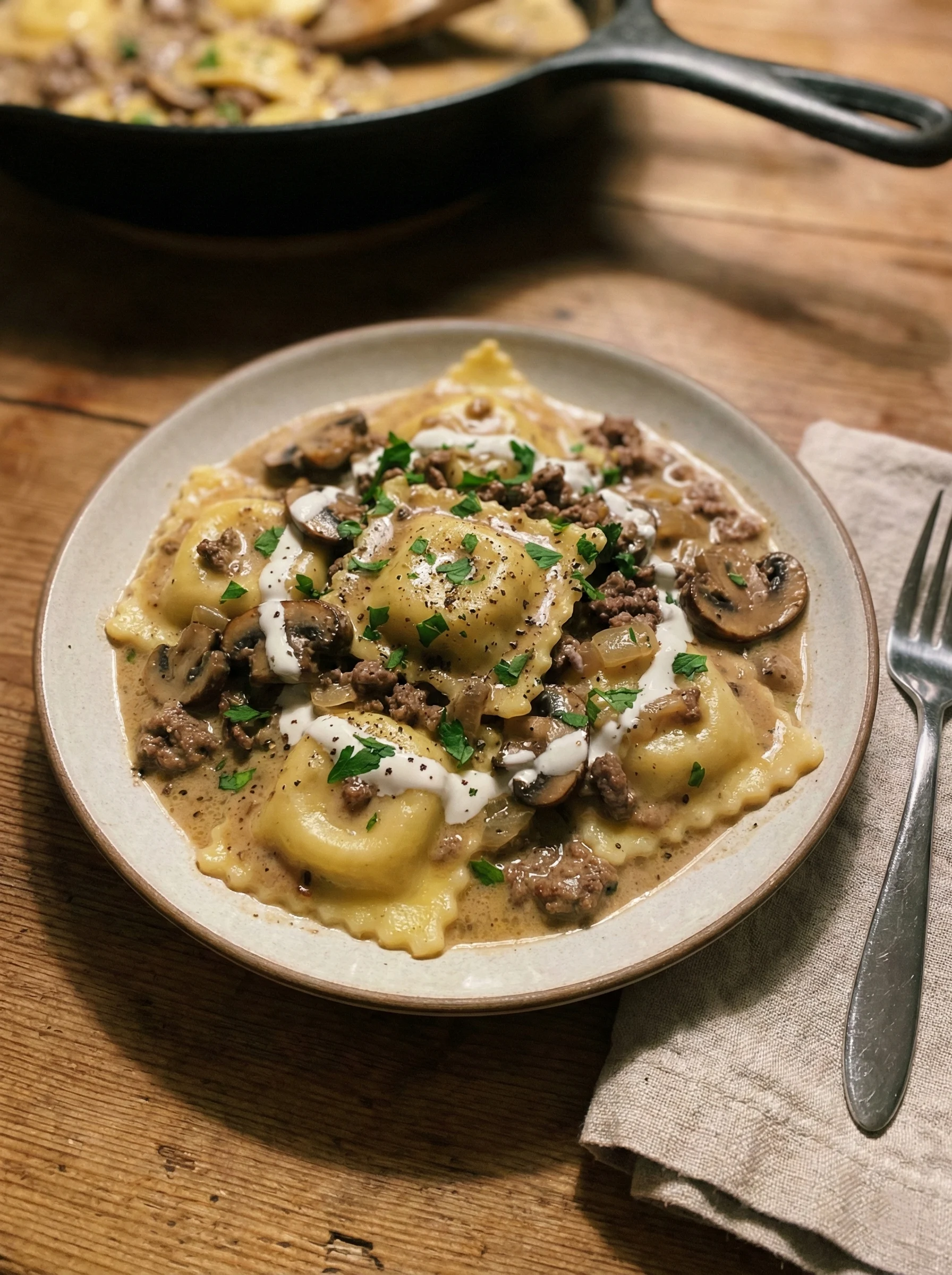 Beef Stroganoff Ravioli