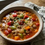 Stuffed Bell Pepper Soup with Ground Turkey
