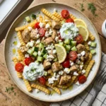 Sheet Pan Greek Chicken Gyro Fries