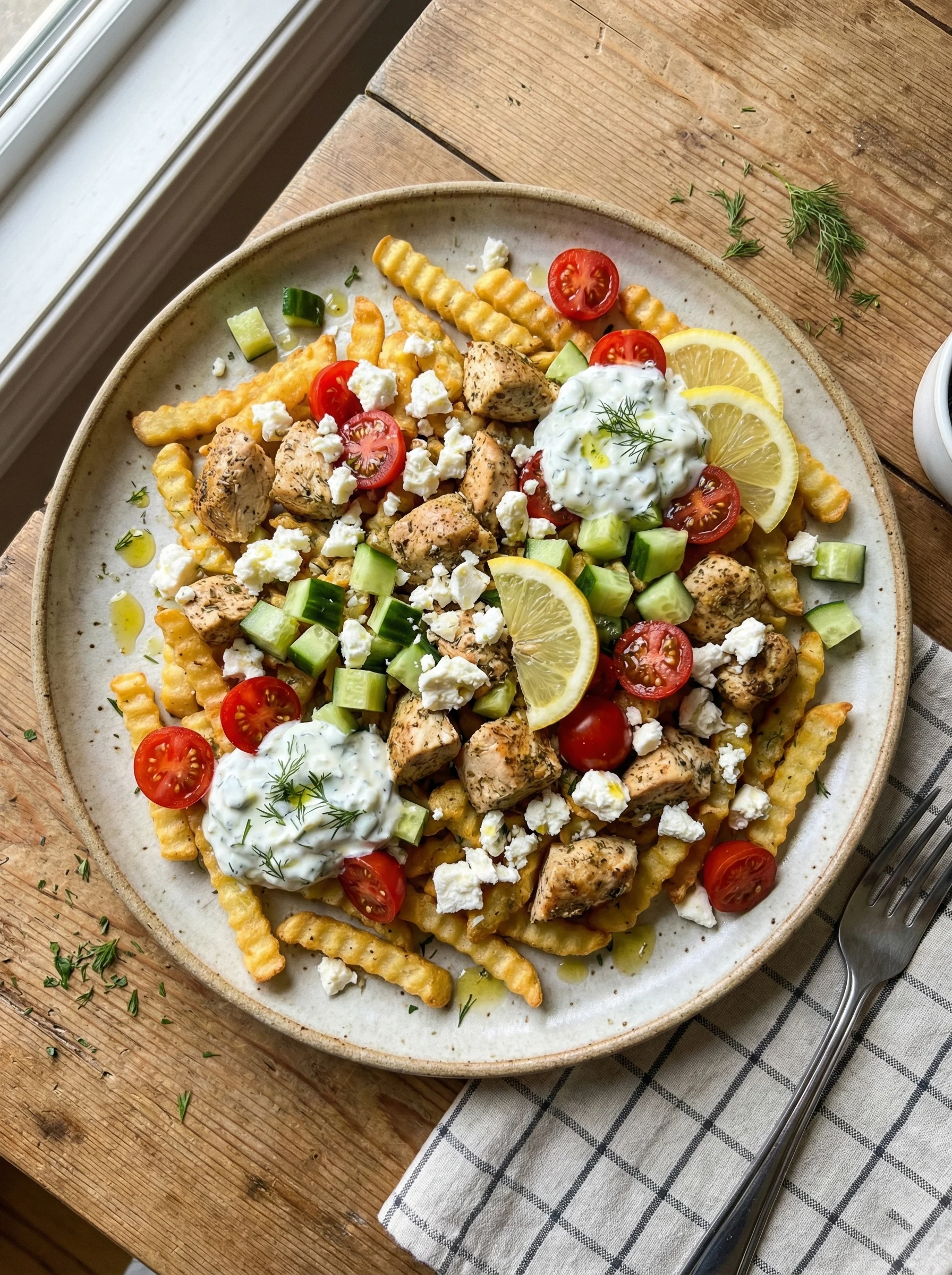 Sheet Pan Greek Chicken Gyro Fries