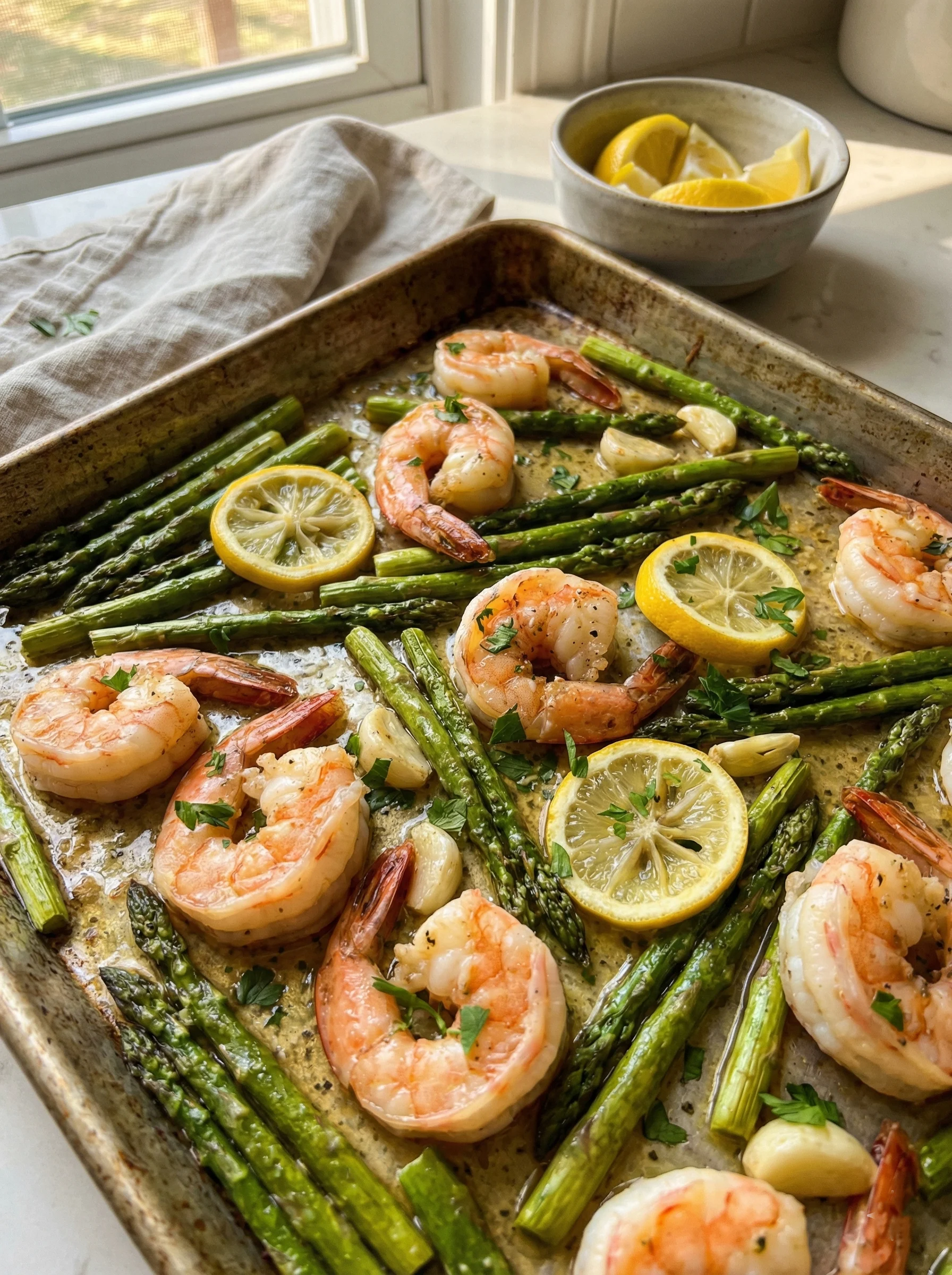 Sheet Pan Shrimp Scampi and Asparagus