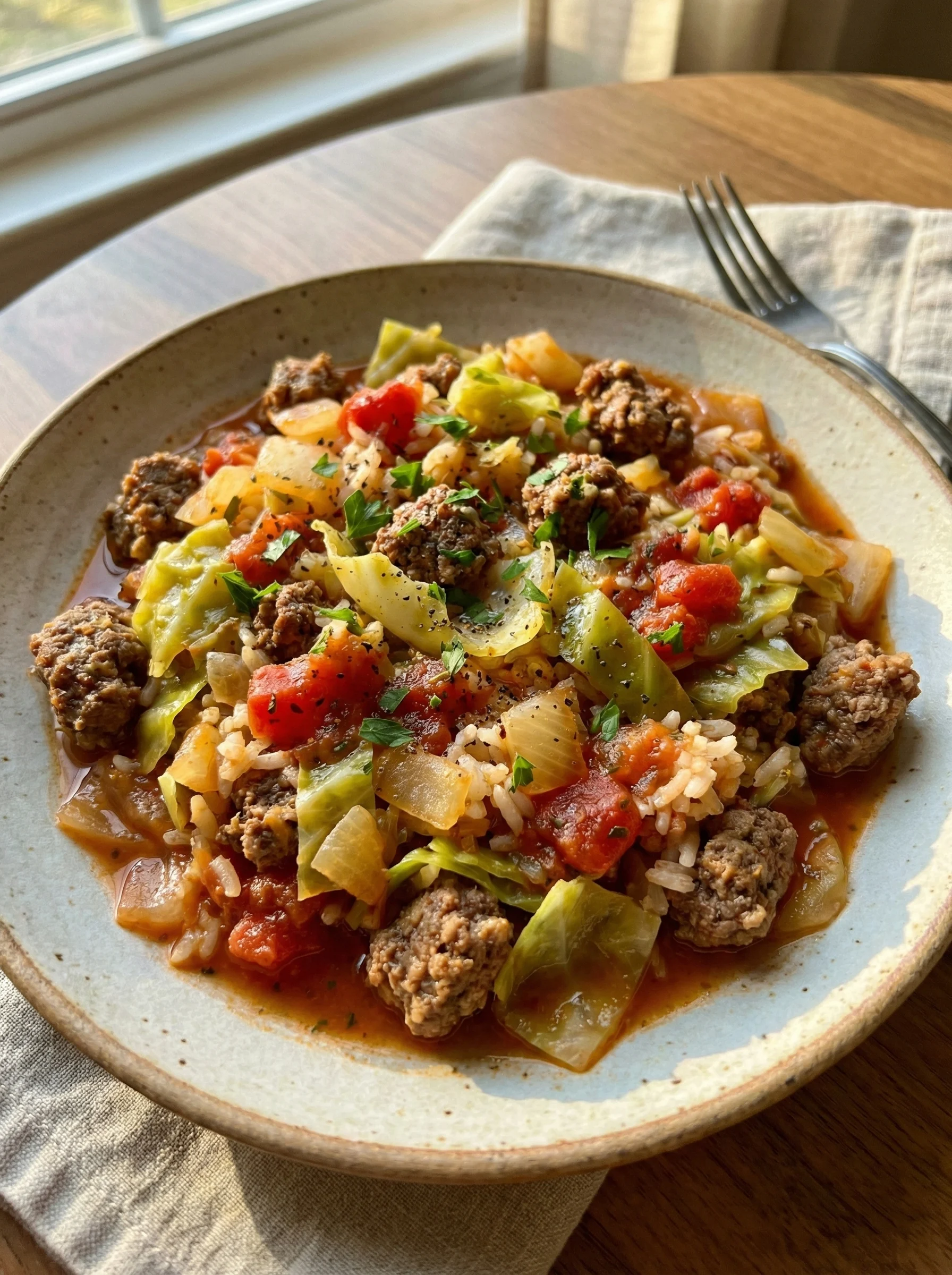 Sheet Pan "Unstuffed" Cabbage Rolls with Beef