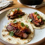 Korean BBQ Beef Tacos with Kimchi Slaw
