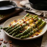 Loaded Asparagus with Cheese and Beef Bits
