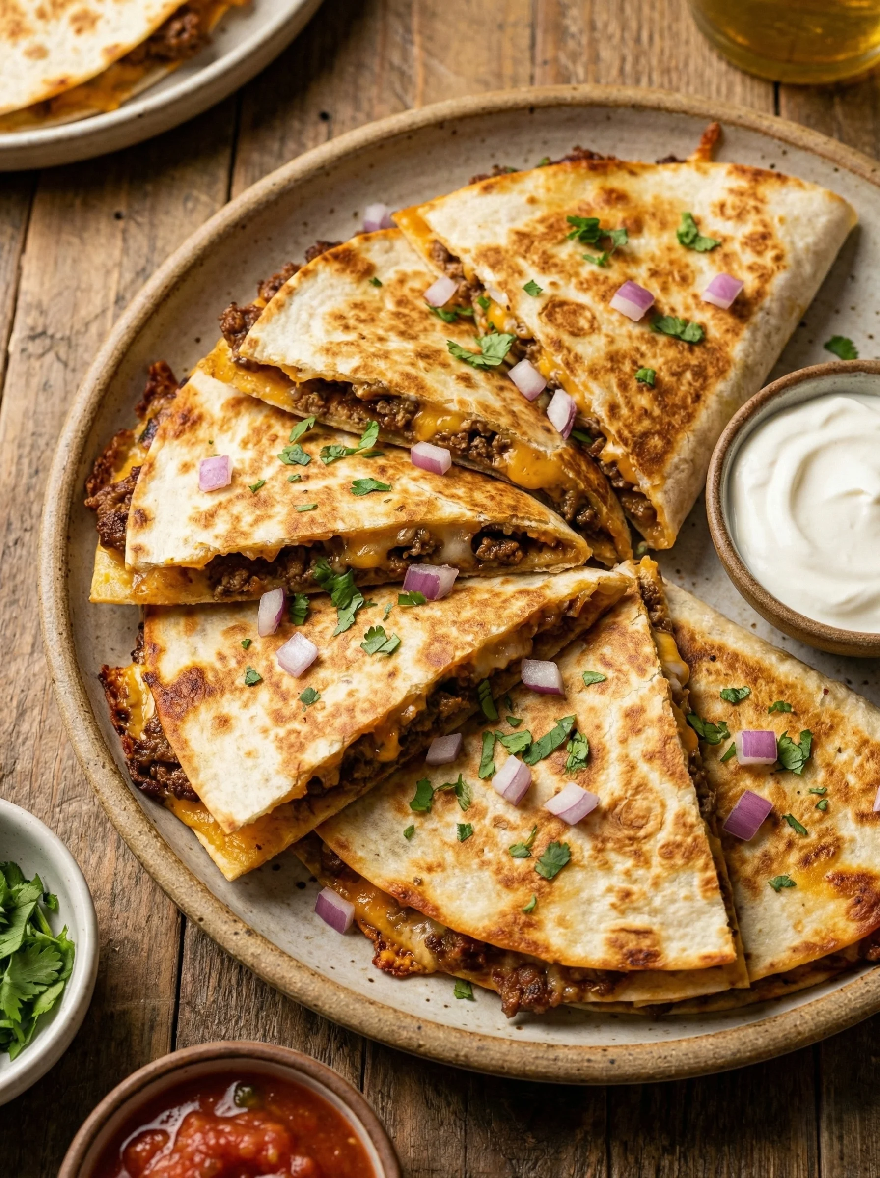 Loaded Ground Beef Quesadillas