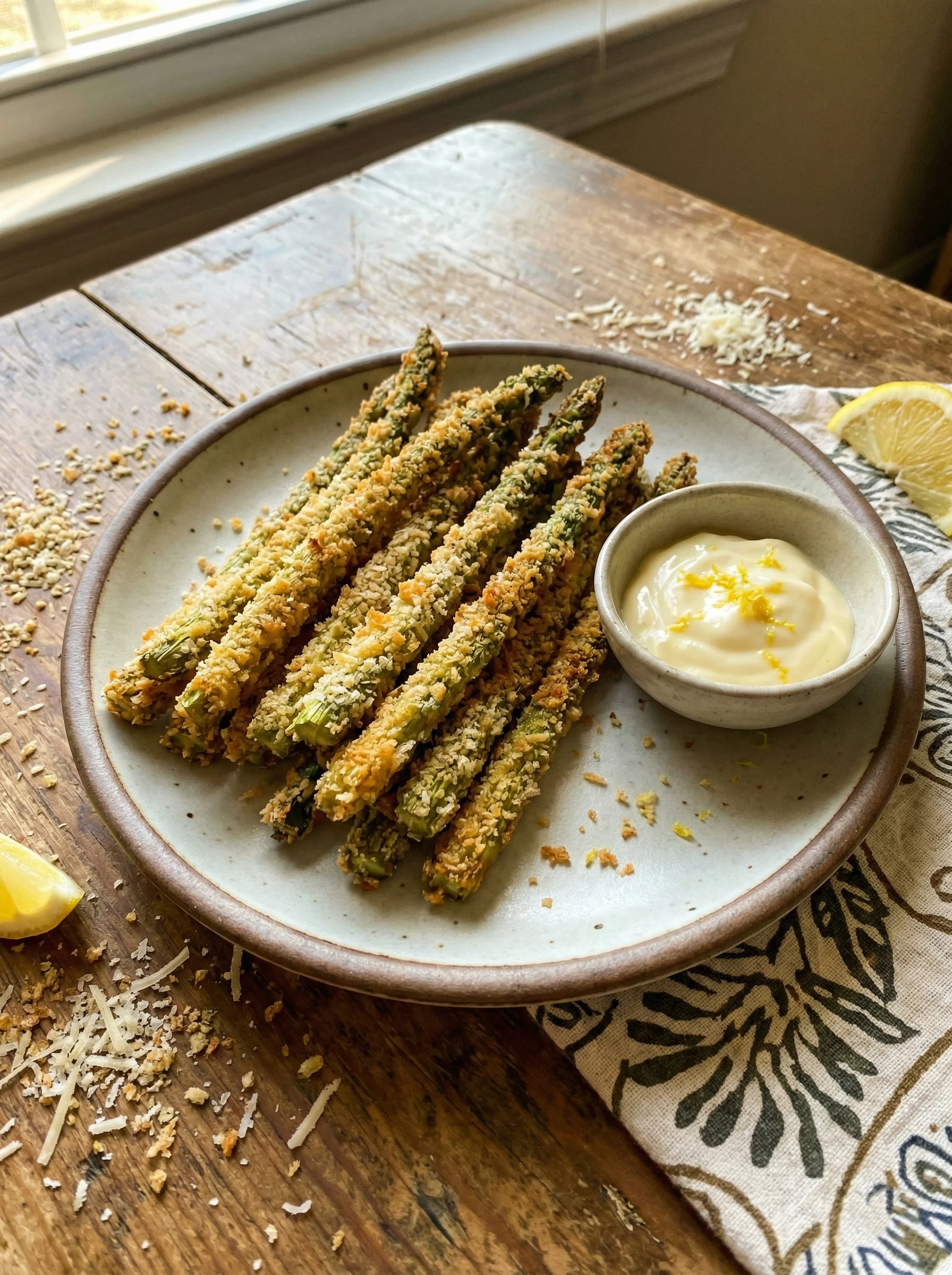 Asparagus "Fries" with Lemon Aioli
