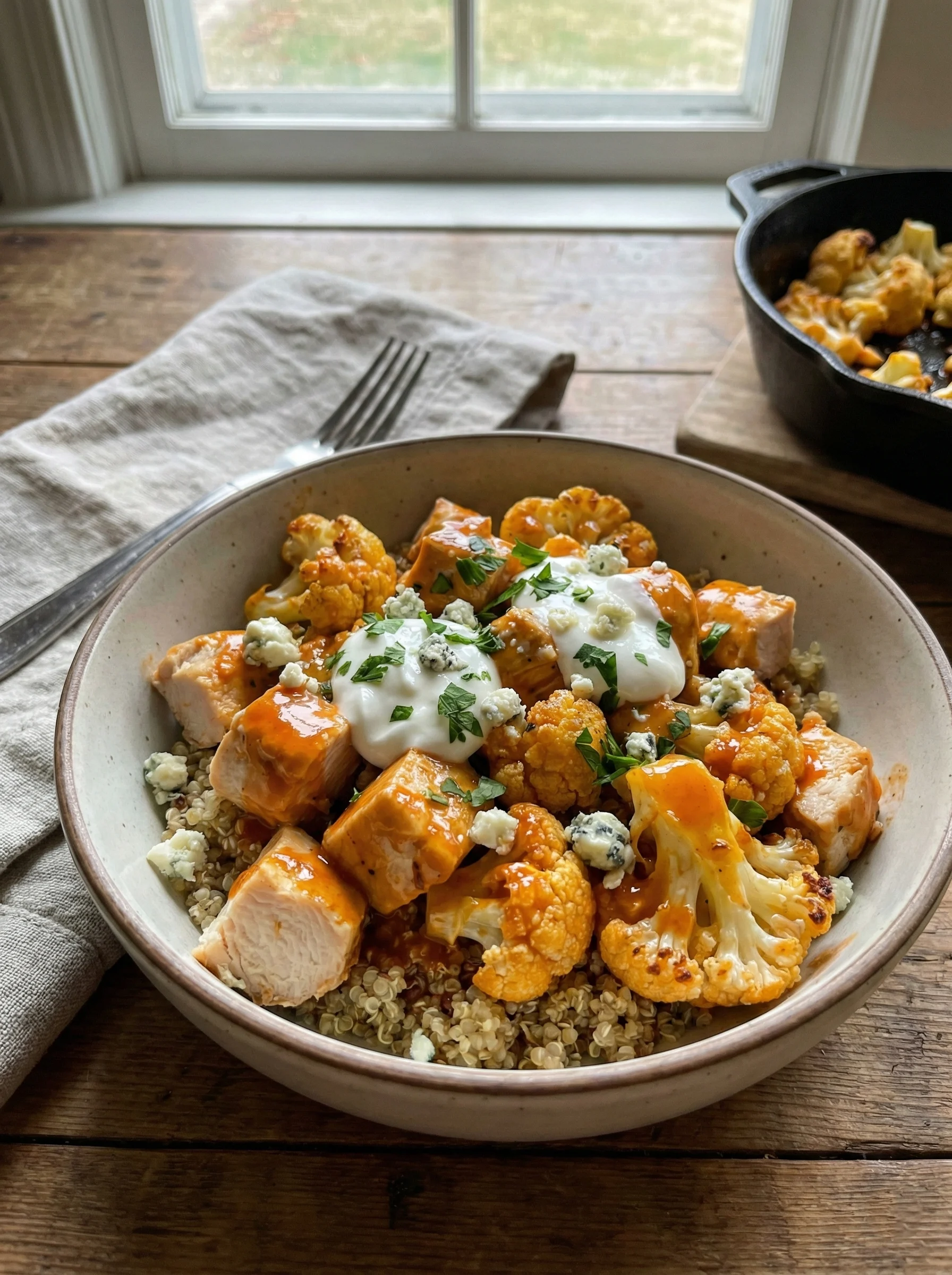 Buffalo Cauliflower Chicken Bowls