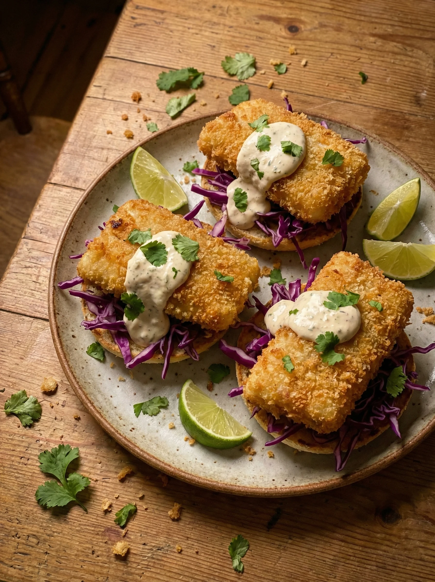 Crispy Fish Taco Burgers