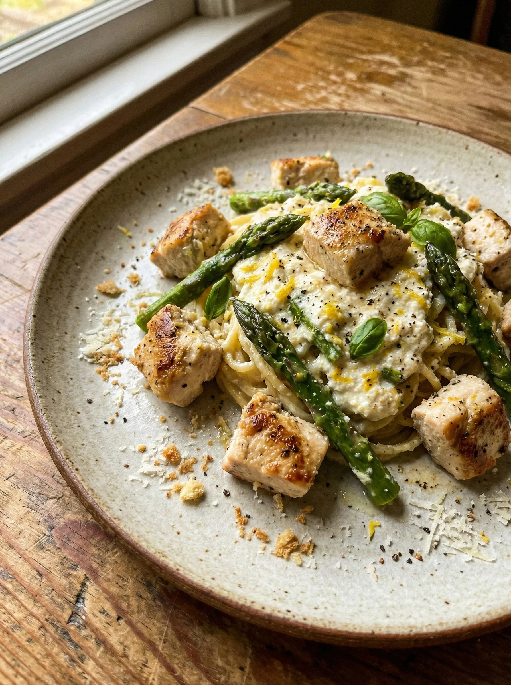Asparagus and Lemon Ricotta Pasta with Chicken