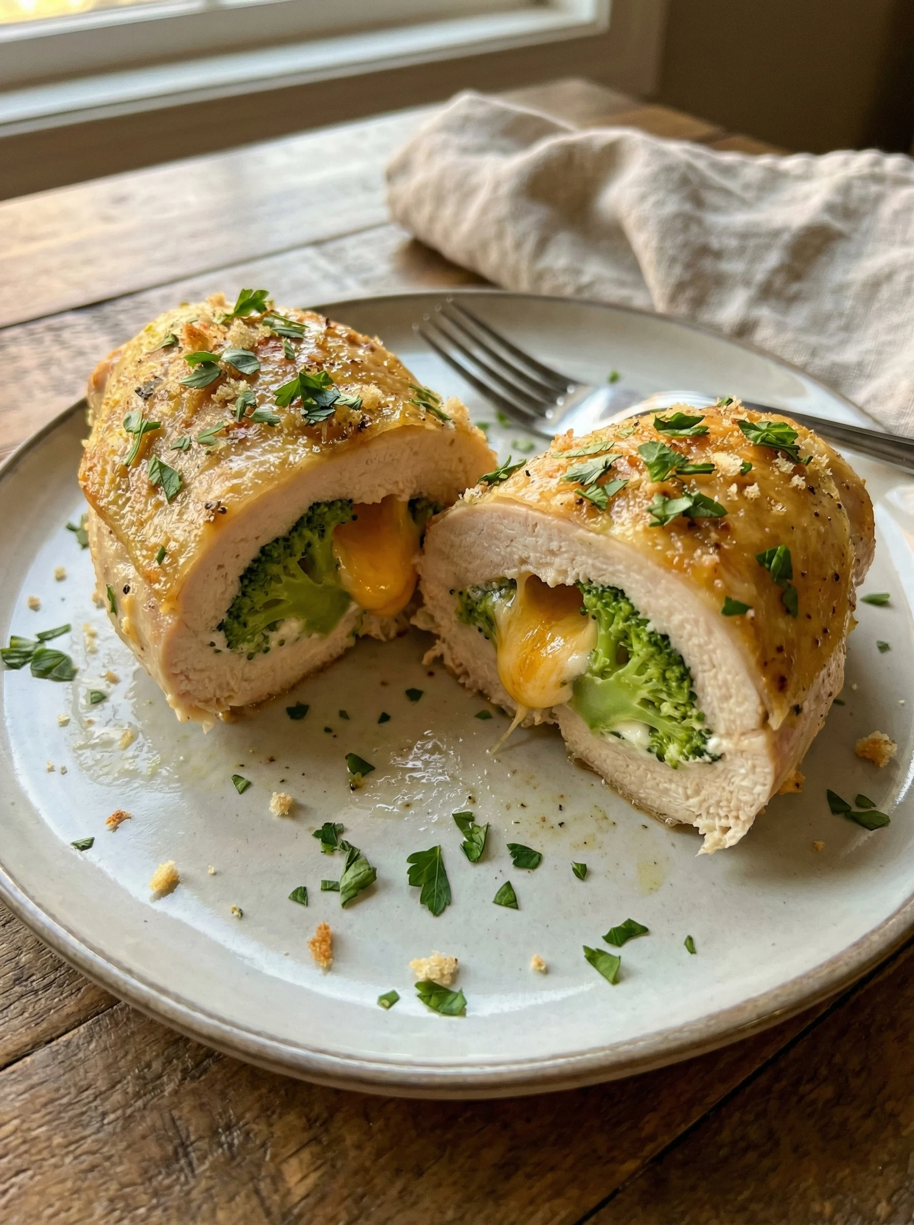 Broccoli and Cheddar Stuffed Chicken Breast