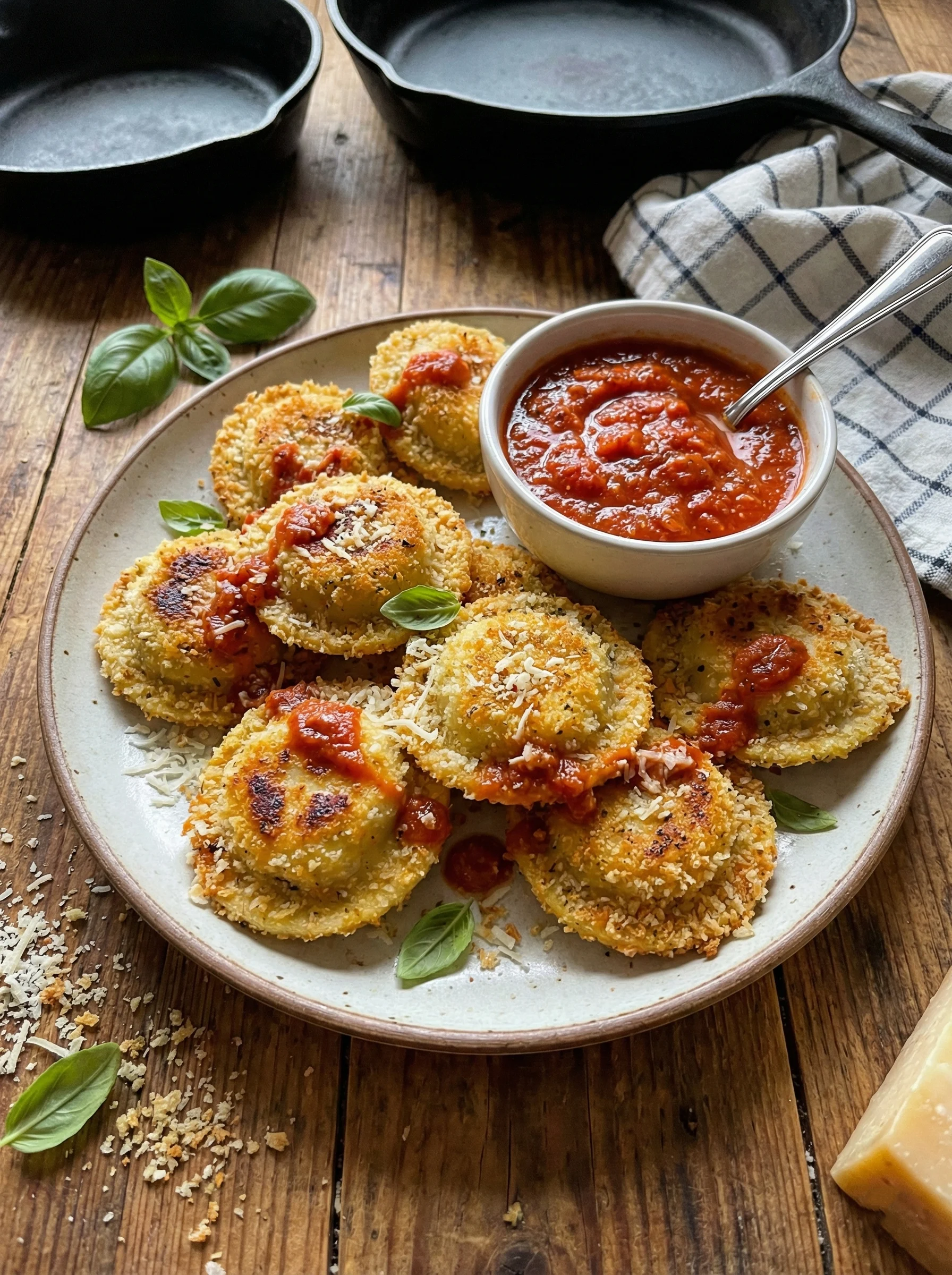 Crispy Air Fryer Ravioli with Marinara