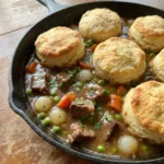 Skillet Beef Pot Pie with Biscuits