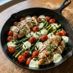 Asparagus and Tomato Caprese Skillet with Chicken