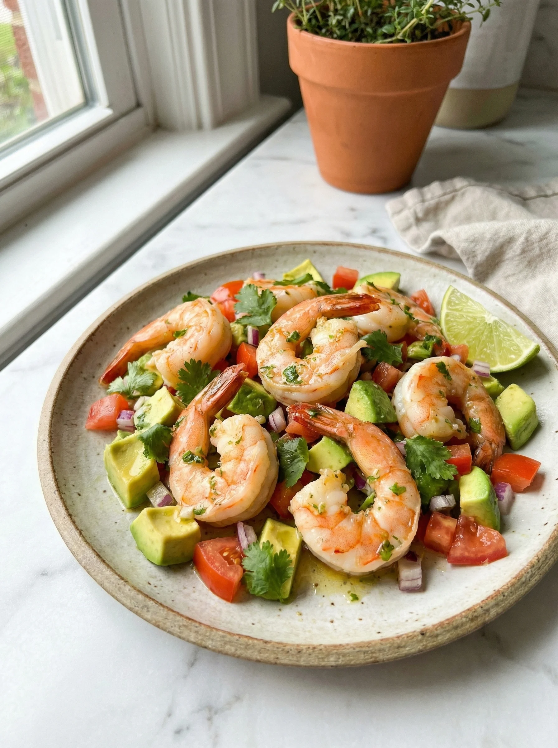 Healthy Avocado Salsa Shrimp Salad