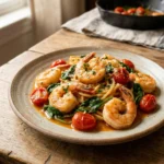 Tomato Spinach Shrimp Pasta