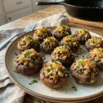 Air Fryer Stuffed Mushrooms with Ground Turkey