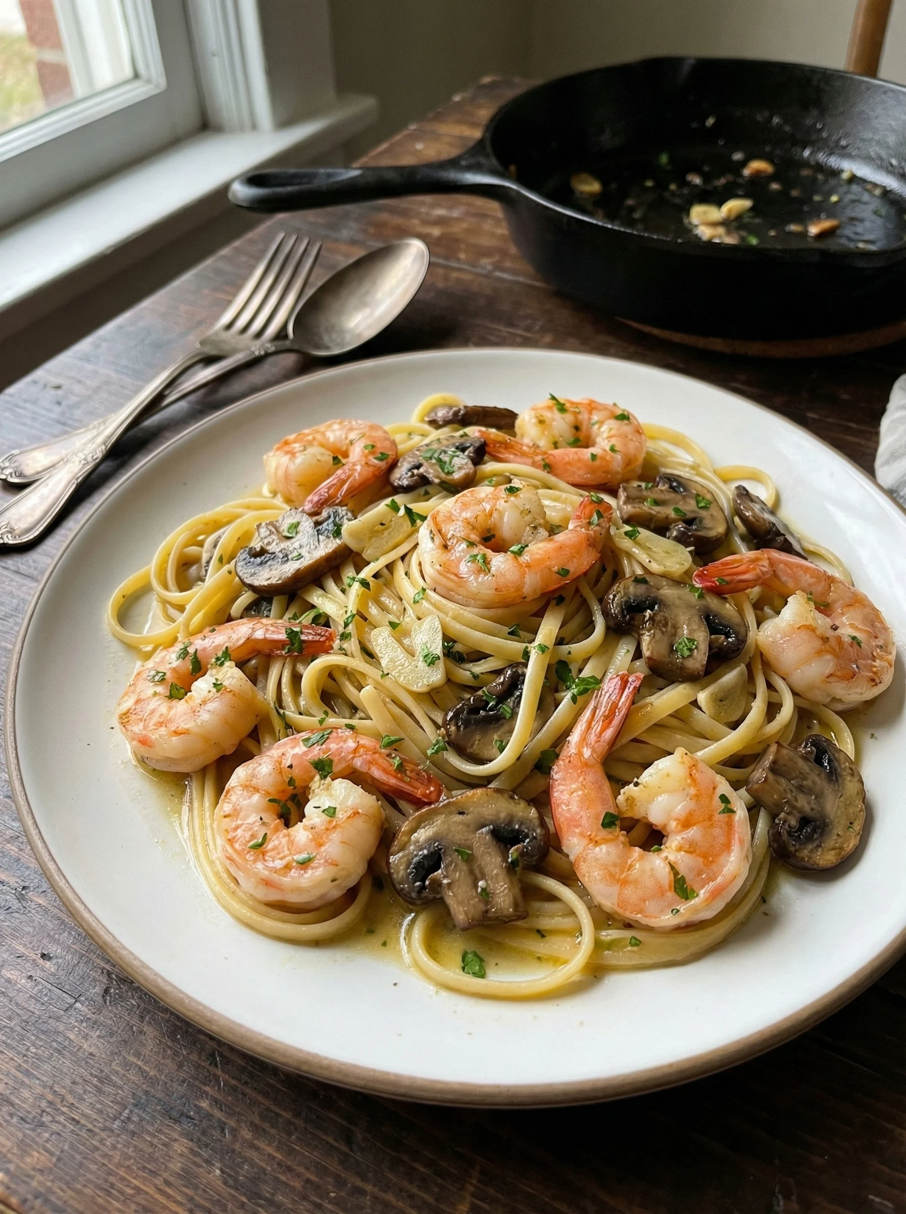 Flavor-Packed Mushroom Garlic Shrimp Pasta