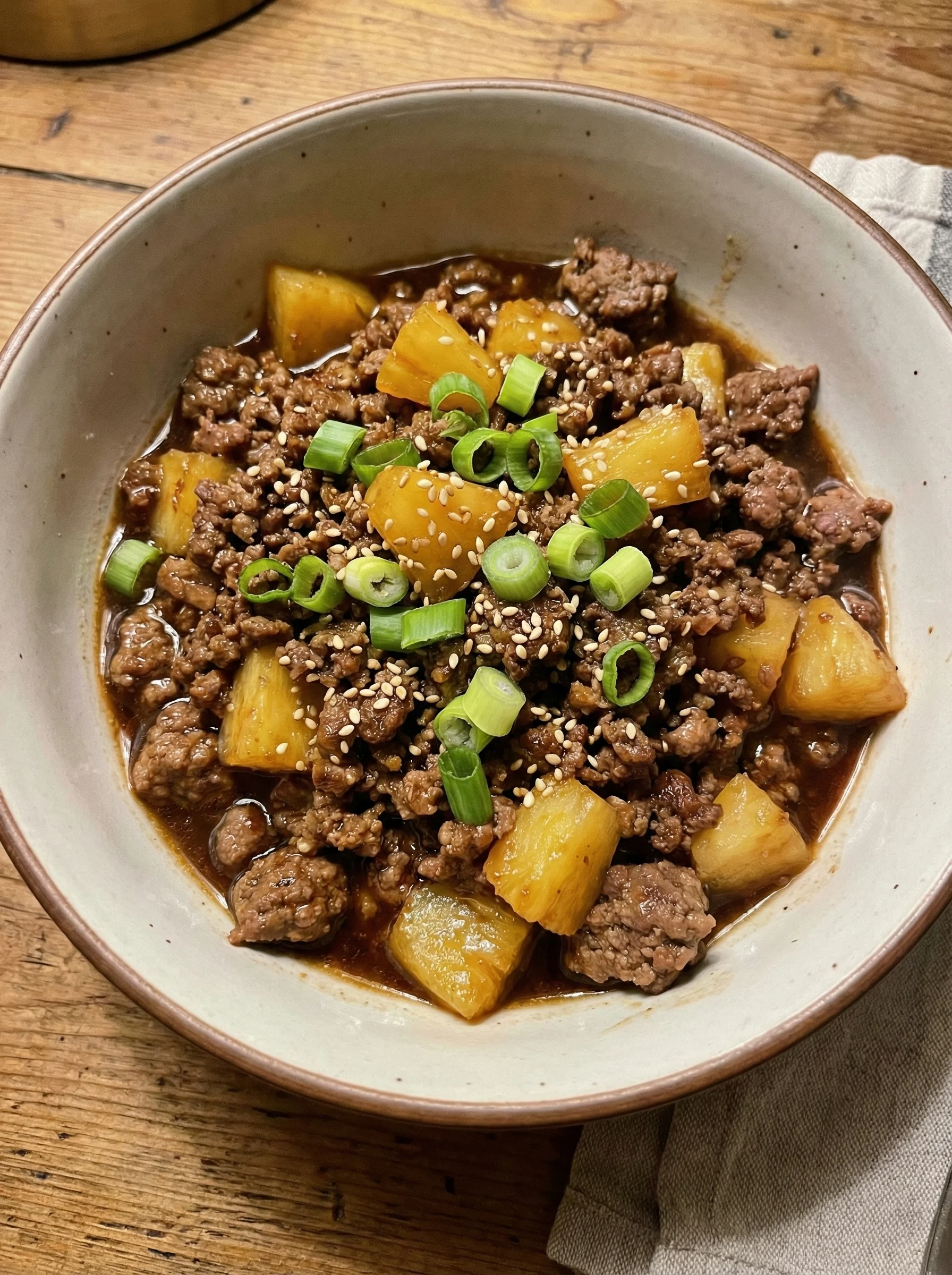 Teriyaki Ground Beef and Pineapple Bowls