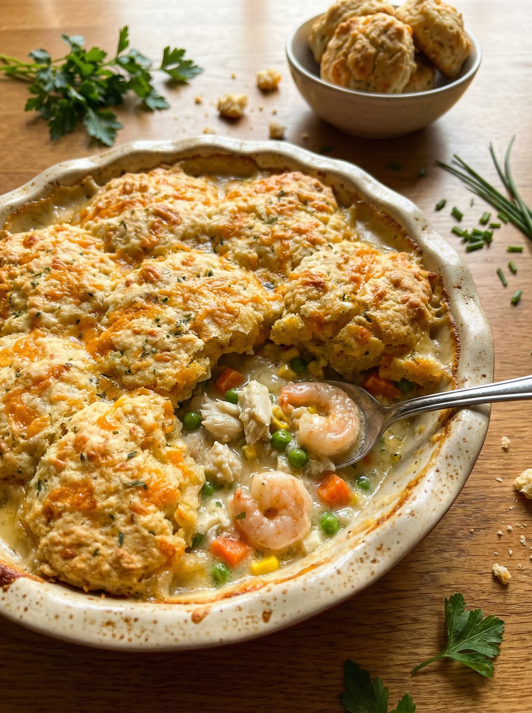 Cheddar Bay Biscuit Seafood Pot Pie