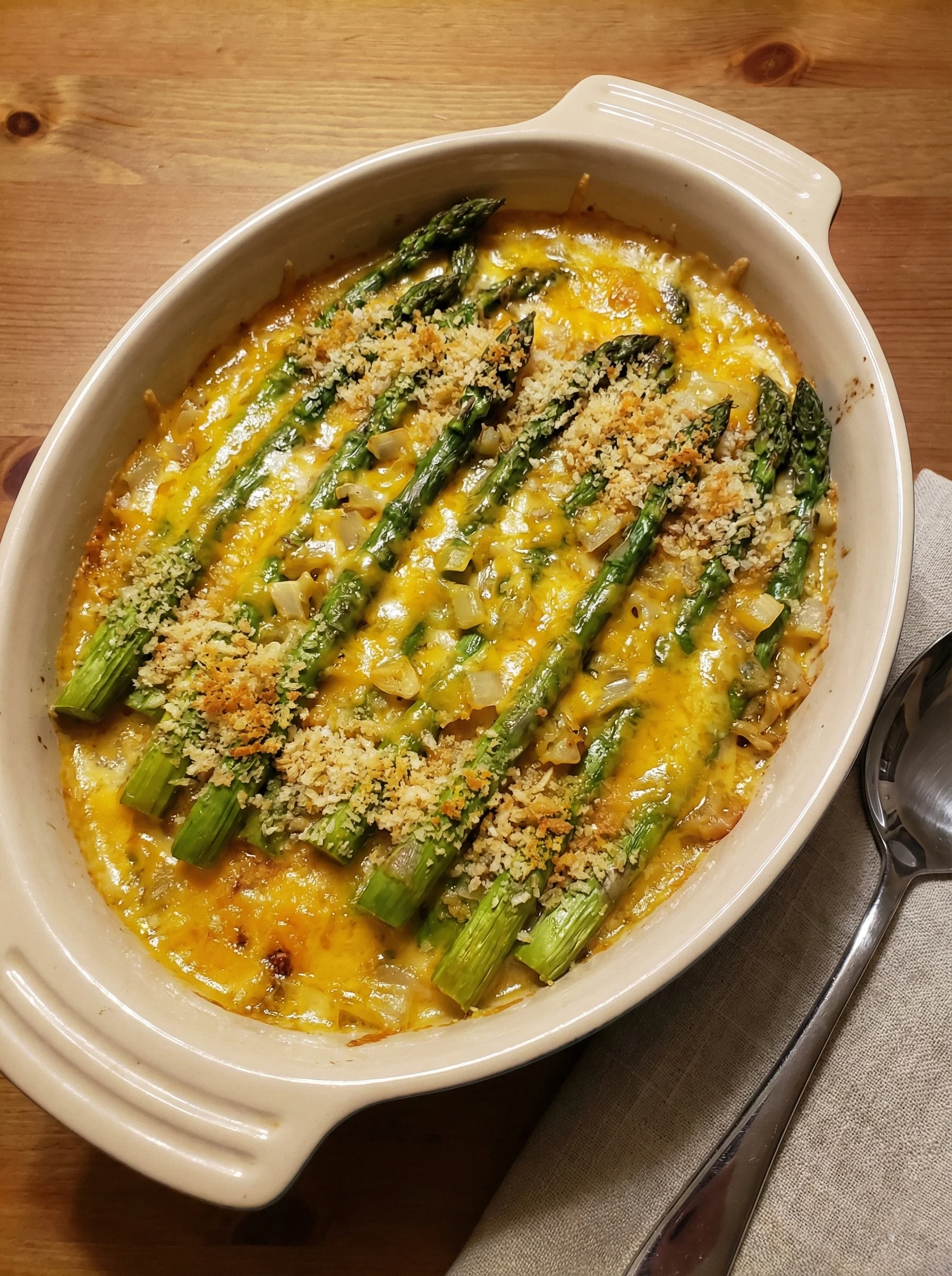 Bacon-Free Cheesy Asparagus Casserole