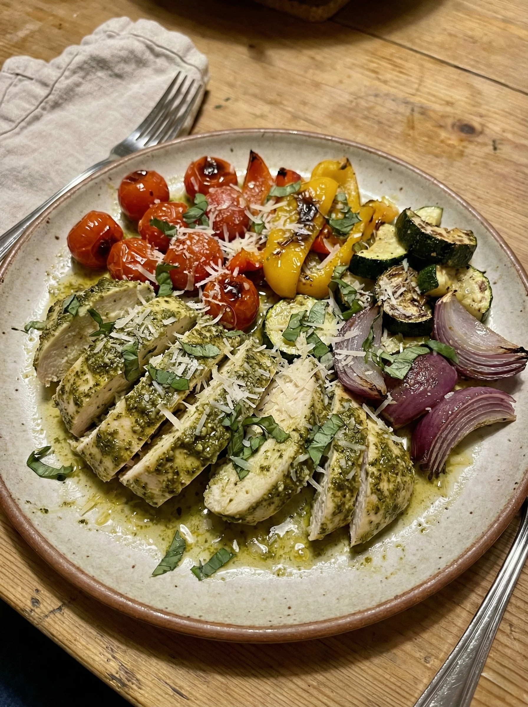 Pesto Chicken and Roasted Veggies
